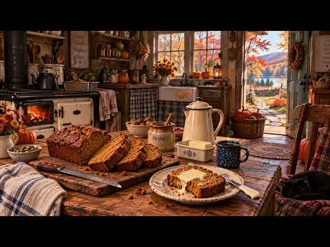 Full Autumn Pumpkin Bread Morning 🎃 Cozy Cottage & Relaxing Vintage Jazz (5 Hours)