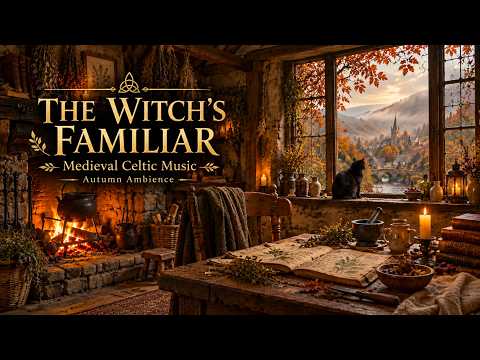 The Witch’s Familiar | Medieval Autumn Music & Cozy Fireplace Ambience