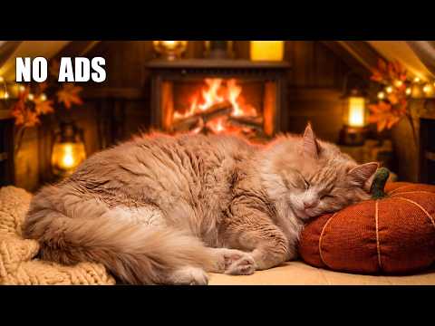 🍂 Cat Sleep Music 💤 Deep Sleep for Cats | Cozy Autumn Fireplace Sounds & Relaxation