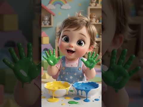 Color mixing fun with baby 💛💙 #forkids  #cartoon #kids #animation