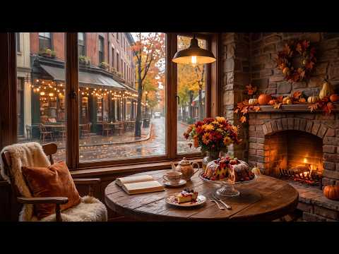 Cozy Window Jazz ☕ Rainy Street Ambience & Jazz Music for Study, Work, Sleep