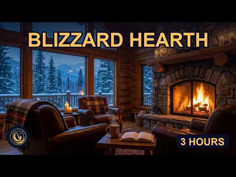 Blizzard Night at a Laurentian Log Cabin – Warm Jazz | 3 Hours
