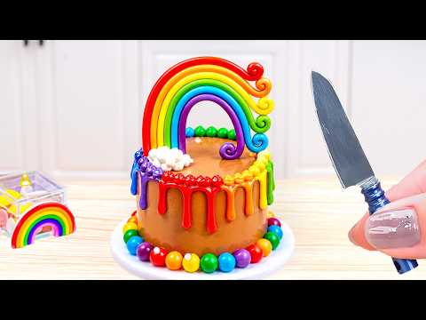 Miniature Chocolate Cake Decorating With Rainbow | How To Make Mini Cakes