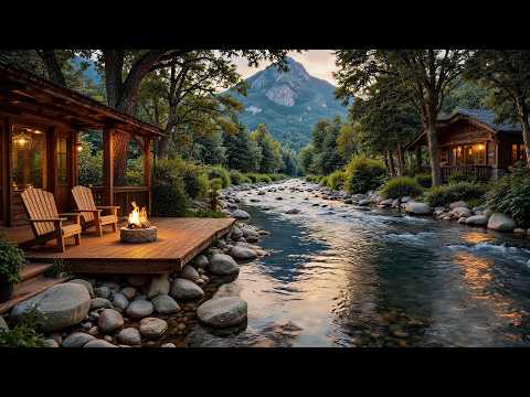 Gentle Spring Riverside Porch Campfire & Bird Songs for Deep Relaxation 🌿🔥