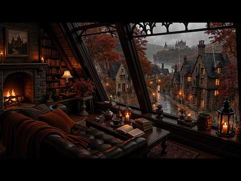 Autumn Rain Beyond the Gothic Window | Haunting Piano & Cello | Dark Academia Reading Ambience