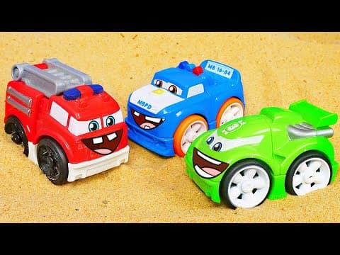 Colori e numeri per bimbi. Giochi per bambini piccoli con le macchinine nella sabbia
