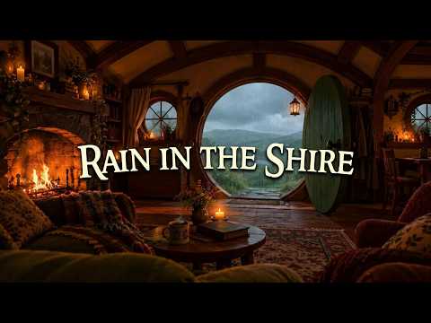 Rain in the Shire 🌿 Cozy Hobbit Hole Ambience w/ Rain Sounds & Crackling Fireplace for Study & Sleep