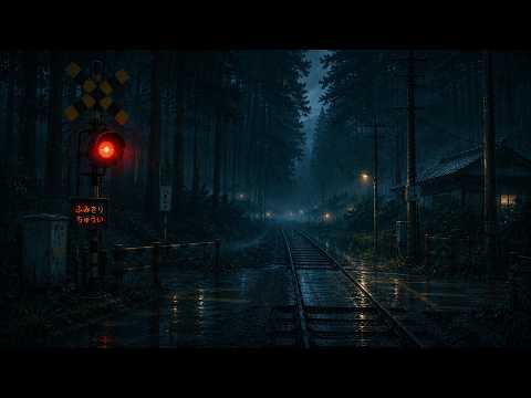 [Rainy Lofi] Rainy Night Railway in Japan 🌧️🌲 Red Signal, Forest Tracks &amp; Deep Sleep