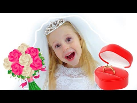 Nastya devient une mariée dans une belle robe de mariée