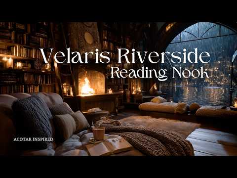 ACOTAR Velaris Reading Nook | Rainy Night & Fireplace | Cozy Fantasy Ambience