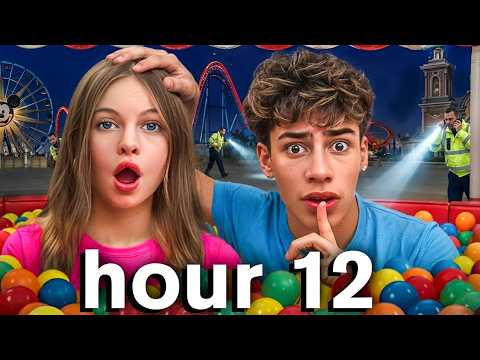 We Hid in an Amusement Park for 24 Hours (Caught by Police?!) | Jordan Matter & The Royalty Family