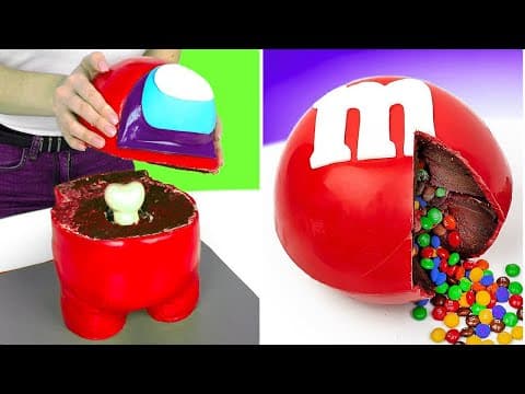 Pasteles de bricolaje || AMONG US, M&Ms y una gran sorpresa| ¡Idea de manualidad muy divertida!