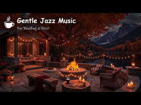 Mountain Lake Evenings under Red Autumn Leaves 🍁 Gentle Jazz for Reading, Rest and Peaceful Calm