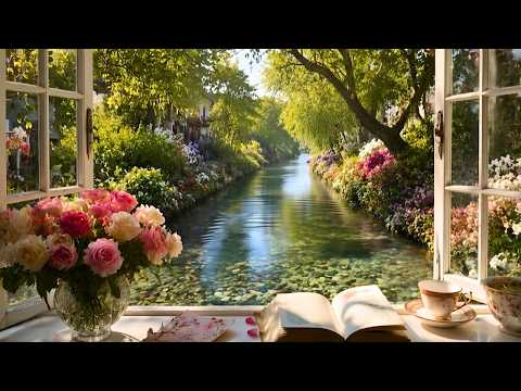 A Beautiful Spring Scene by The Window | The Sound of Flowing Water, Birdsong, Relaxing and Peaceful