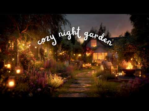 Relaxing Garden Ambience at Night 🌙 Cozy Campfire & Cricket Sound 🔥