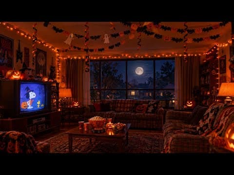 90s cozy living room on Halloween Night 🎃