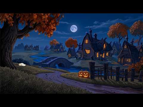 a magical 1940s autumn night in a cozy village🍂vintage jazz playing in another room | relax & sleep