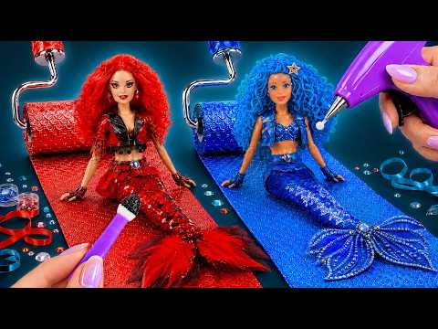DIY Makeover Red & Chloe | Turned MY OLD Barbies into MERMAIDS