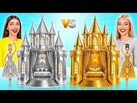 Budujeme Úžasný Domek Pro Panenky Chudých vs Stříbrných vs Zlatých | Úžasné Kreativní Triky
