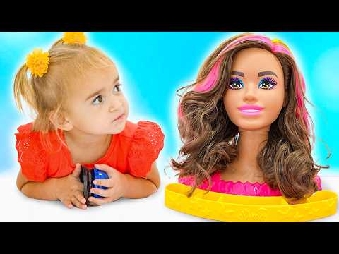 Alice and her friend are playing pretend at the beauty salon