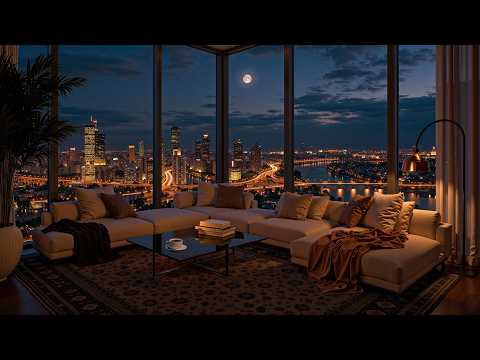 Smooth Night Jazz 🌃 Luxury Penthouse Above the City with River Views for Work, Focus & Unwind