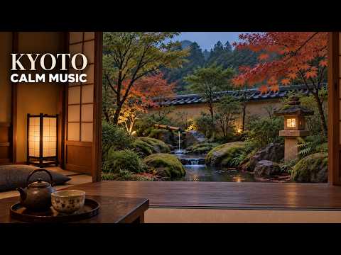 Autumn Evening in a Kyoto Tea Room | Peaceful Music for Reading & Relaxing (3 Hours)