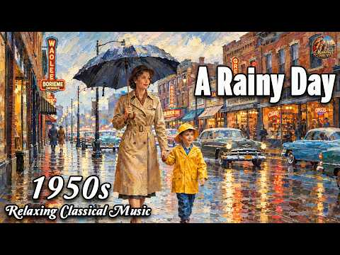 A Cozy Rainy Day In A 1950s Small Town America 🍂🌧️ | Vintage Americana Music for Relaxing