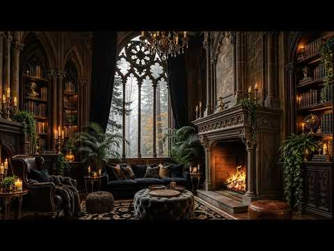 The Secret Gothic Library 🕯️ Cozy Fireplace & Peaceful Castle Ambience for Reading & Relaxation