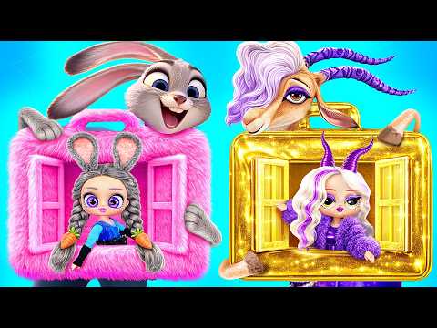 Zootopia 2: Golden and fluffy suitcase dollhouse makeover for Judy and Gazelle!