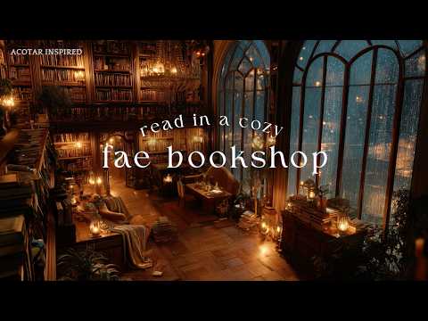 Relax in a Velaris Bookshop | Cozy Rain, Thunder & Fireplace Ambience for Reading & Sleep