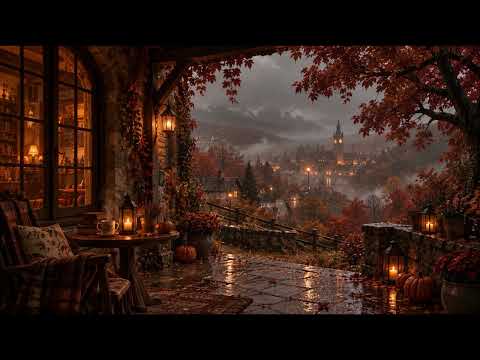 Cozy Autumn Rain Over Pumpkinwick 🍂 Forest & Village Rain Sounds for Relaxing | 3 Hours