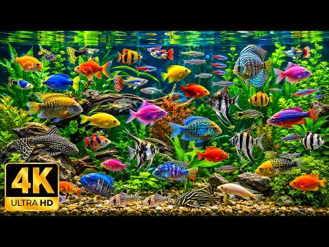 Aquarium 4K 🐠 Peaceful Reef Fish & Gentle Ocean Sounds for Sleep and Relaxation