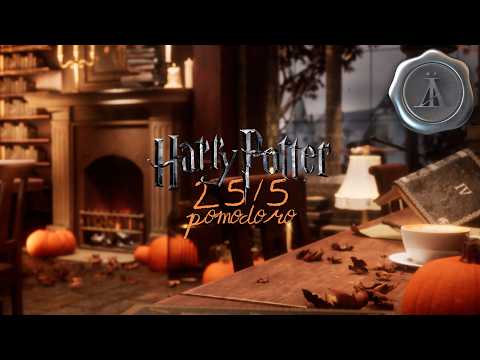 Study at the Hogwarts Library 🍂 Pomodoro 25/5 ✨ 2 Hours | Harry Potter Inspired Autumn Ambience