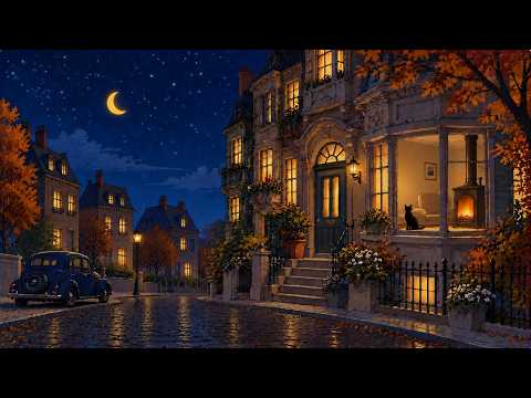 a cozy autumn night at home in the 1940s 🌙 | soft vintage oldies jazz | read, study & relax
