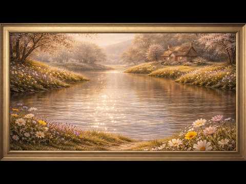 4K Classical Spring Cottage &amp; Shimmering Lake | 3 Hours Ambient TV Frame Art | Easter &amp; Spring Decor