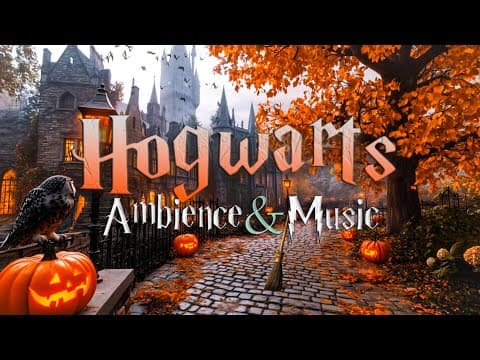 Hogwarts Halloween Ambience 🎃 Cozy Music & Magical Sounds