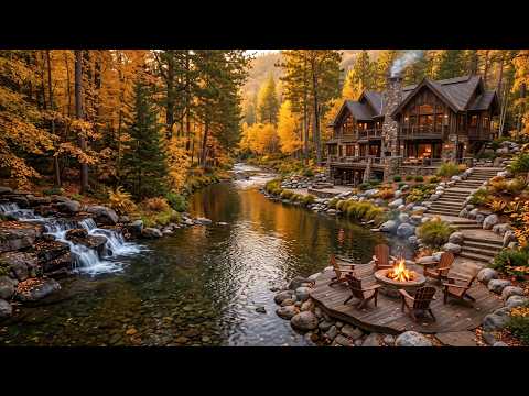 Cozy Autumn River Retreat 🍂🎹 Piano, Birdsong & Campfire Sounds for Reading and Relaxation