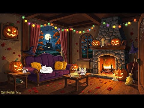 🎃 a warm halloween night in grandma’s cozy cottage | 1940s vintage oldies playing in another room