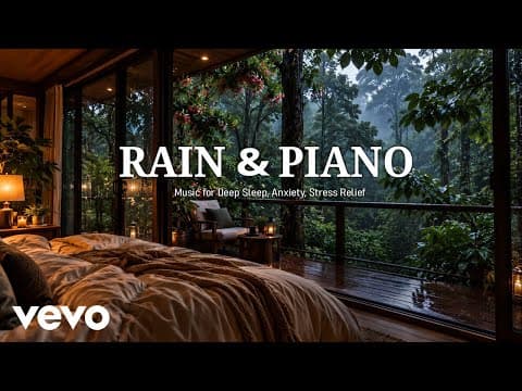 Rain and Soft Piano Music for Deep Sleep - Calm Sleep and Stress Relief with Soft Forest Rain