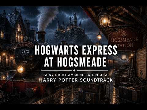 Hogwarts Express at Hogsmeade | Rainy Night Ambience & Original Harry Potter Soundtrack