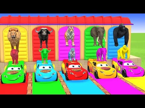Long Slide Game With Cow Elephant Gorilla Hippopotamus Tiger 3d Animal Game Funny 3d Animals