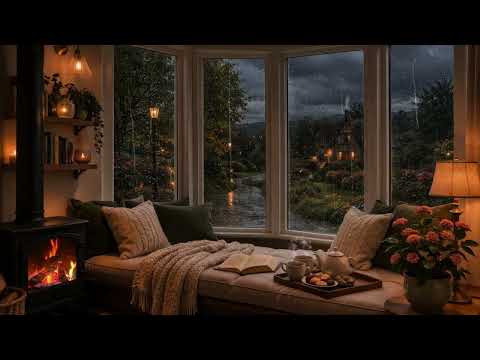 Rain Sounds for Sleep | 3 Hours Fireplace & Rain Sounds