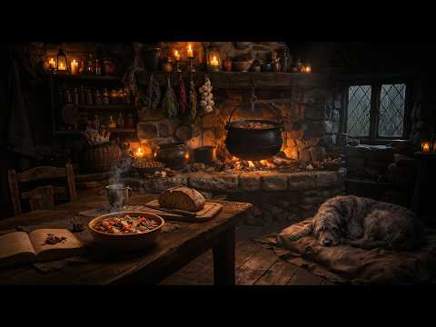 Enter Hagrid’s Cozy Cottage 🌧️🔥 | Harry Potter Fireplace &amp; Rain Sounds in the Forbidden Forest