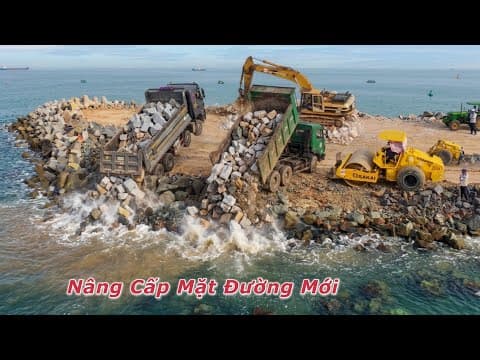 Đường Vượt Biển Hà Tiên hôm nay gấp rút nâng cao mặt đường lên cao vì mùa sóng đã tới