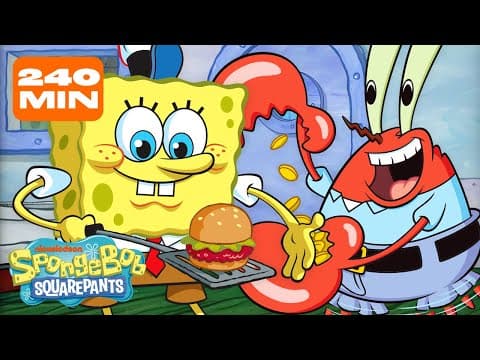 SpongeBob Working at the Krusty Krab for 4 HOURS Straight 🍔 | SpongeBob