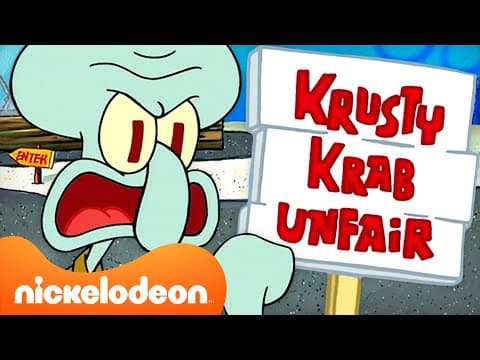 Bob Esponja | Lula Molusco Odiando Seu Trabalho por 60 Minutos Seguidos 😤 | Nickelodeon em Português