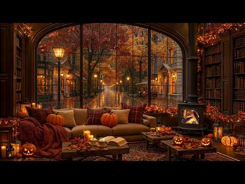 Smooth & Warm Jazz for Studying, Working 🍂 Crackling Fireplace & Fall Jazz Ambience for Relaxation