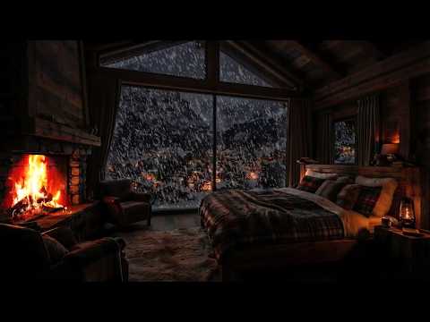 Fall Asleep in 5 Minutes 🌨️ Cozy Fireplace Ambience | Blizzard, Snowstorm & Howling Wind for Sleep
