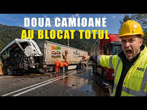 ACCIDENT GRAV PE VALEA OLTULUI! DOUA CAMIOANE AU BLOCAT TOTUL!