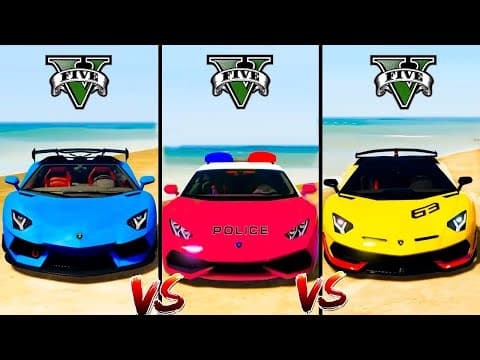 Lamborghini vs Police vs Fast Lamborghini - GTA 5 Which Car is Best?